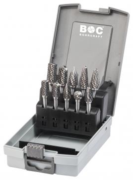 Bohrcraft set HM-stiftfrezen 10-delig in ABS-box