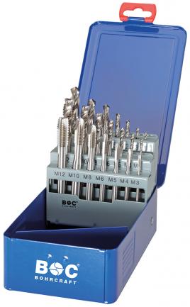 Bohrcraft set machinetappen HSS-E M3 – M12 met spiraalboren