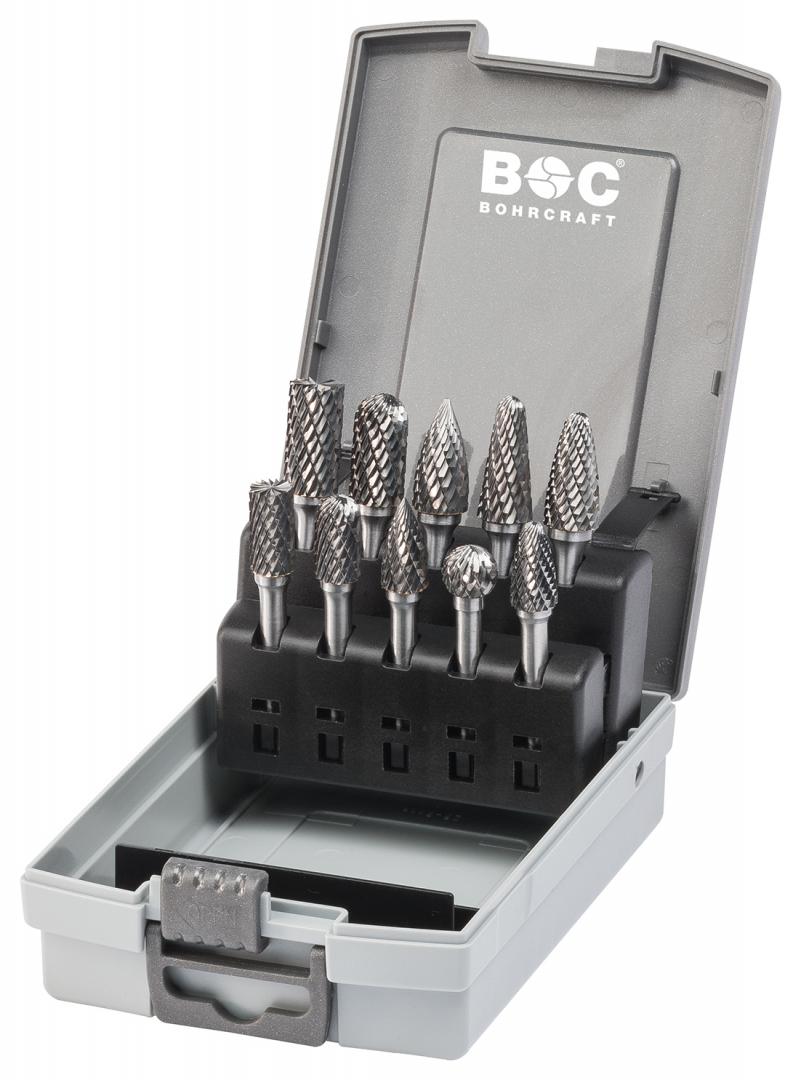 Bohrcraft set HM-stiftfrezen 10-delig in ABS-box