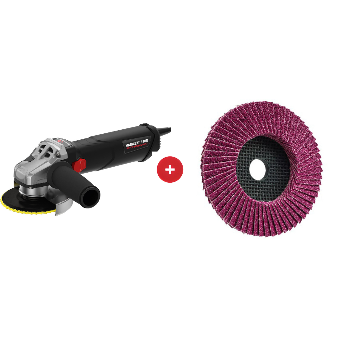 CombiDeal Varilex 1100 haakse slijper + 120 Trimfix Black Mamba lamellenschijven