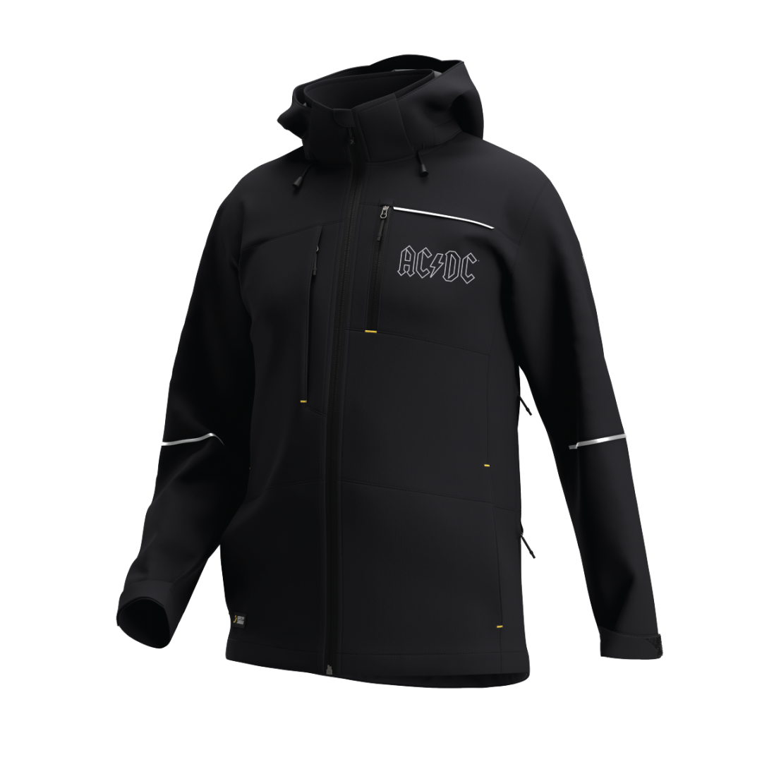 Waterafstotend, winddicht en ademende softshell jas met AC/DC-branding en scheurbestendige ripstop stof